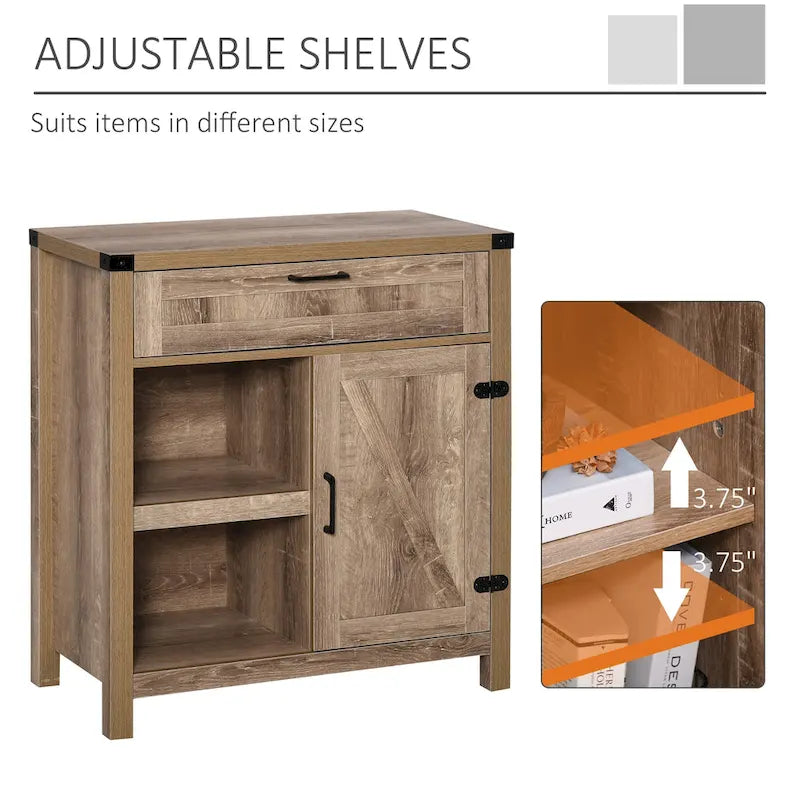 Armoire de rangement rustique avec porte de grange, buffet/bahut de ferme moderne pour cuisine et salle à manger