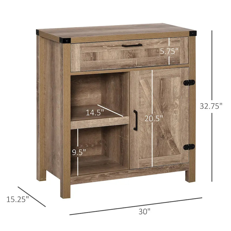 Armoire de rangement rustique avec porte de grange, buffet/bahut de ferme moderne pour cuisine et salle à manger