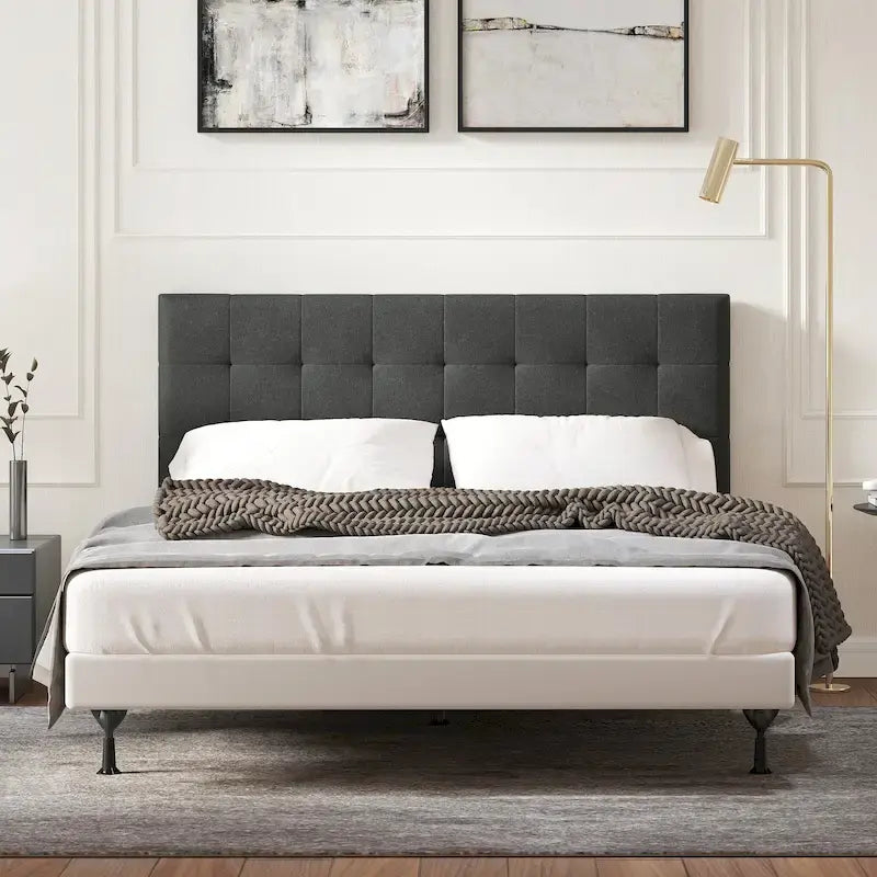 Upholstered Headboard with Square Tufting, Foam Padding and Wood Frame