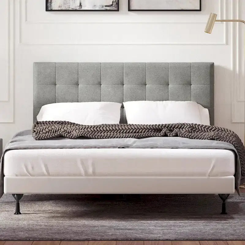 Upholstered Headboard with Square Tufting, Foam Padding and Wood Frame