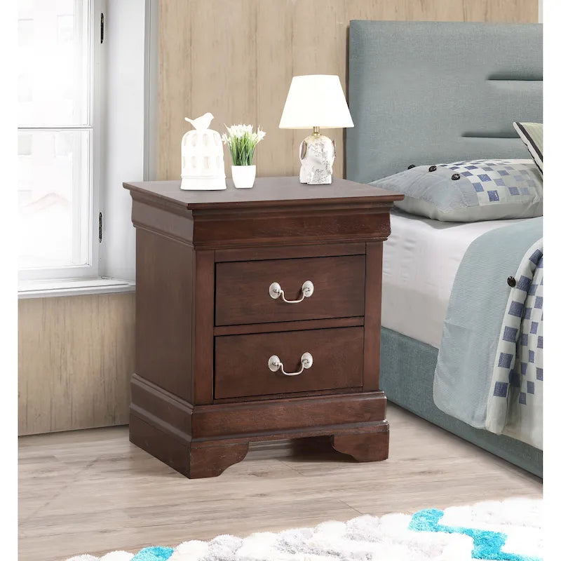 Traditional 2-Drawer Wood Nightstand