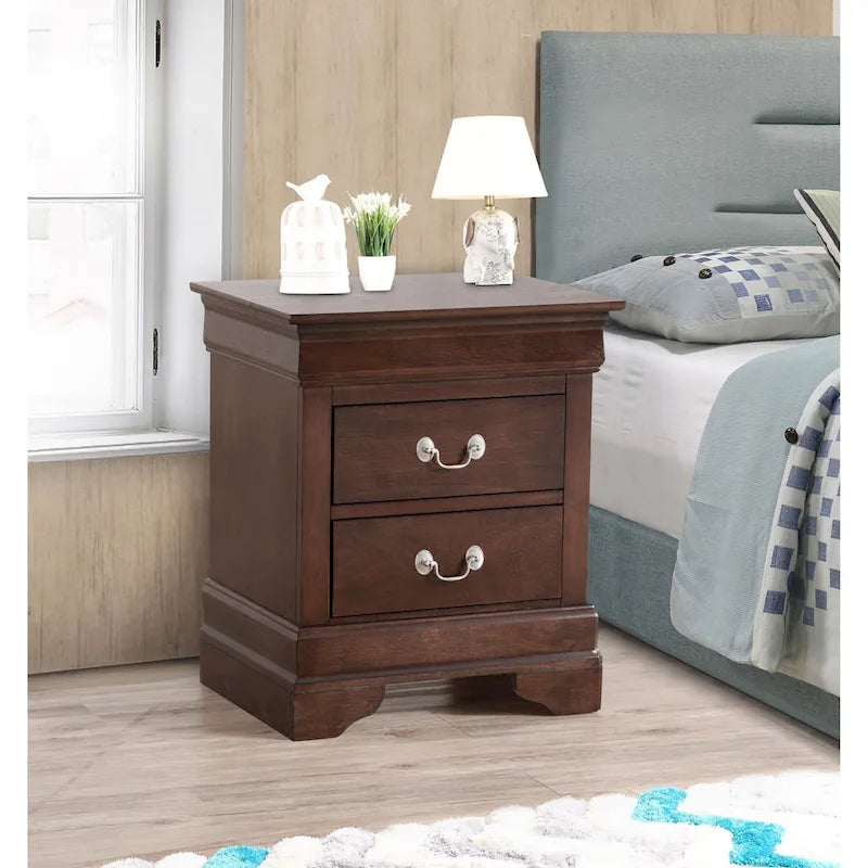 Traditional 2-Drawer Wood Nightstand
