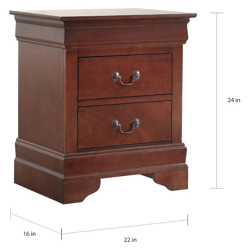 Traditional 2-Drawer Wood Nightstand