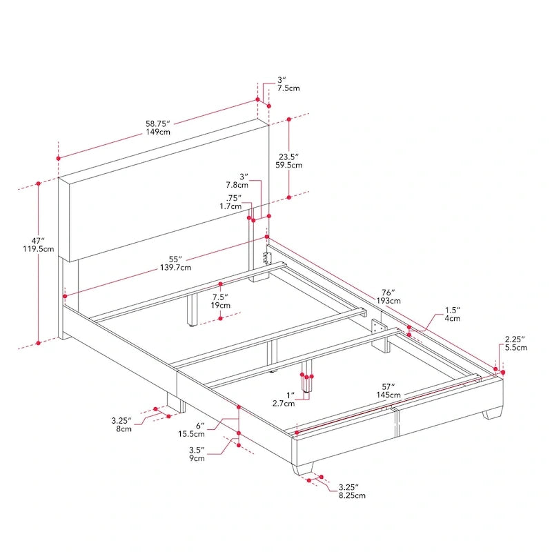 Modern Full/Double Bed, Box Spring Required
