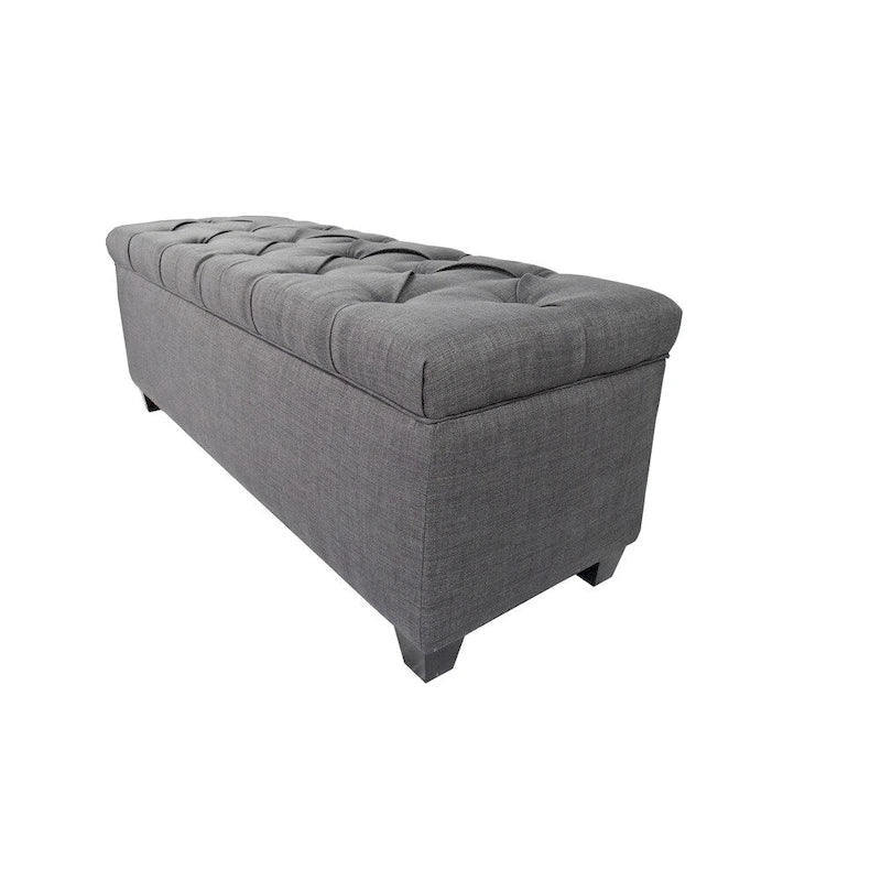 Grey-Red Tint Diamond Tufted Shoe Storage Bench