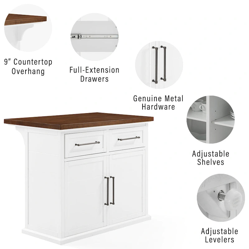 Wood Top Kitchen Island with X-Back Stools
