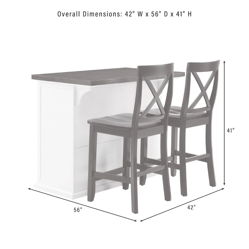 Wood Top Kitchen Island with X-Back Stools