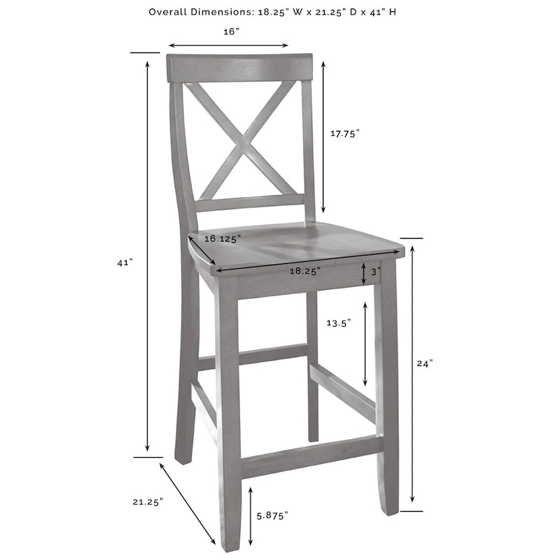 Wood Top Kitchen Island with X-Back Stools