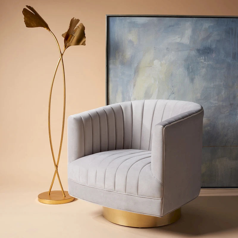 Swivel Channel Tufted Barrel Chair, 28 W x 31 L x 30 H