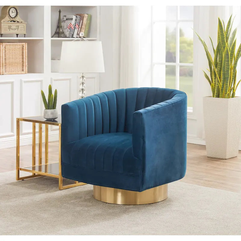 Swivel Channel Tufted Barrel Chair, 28 W x 31 L x 30 H