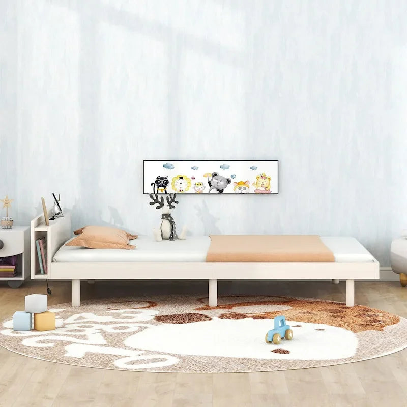 Twin Size Platform Bed Frame with USB Ports