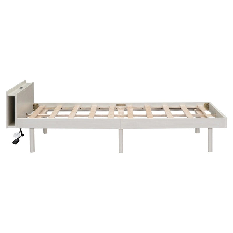 Twin Size Platform Bed Frame with USB Ports