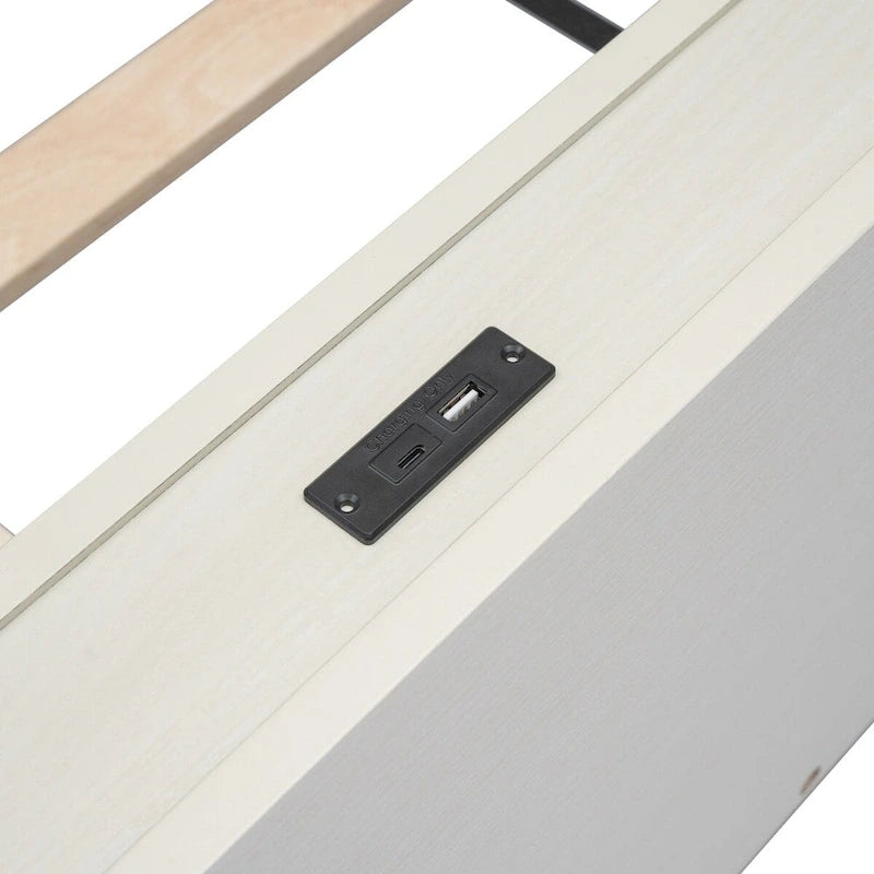 Twin Size Platform Bed Frame with USB Ports