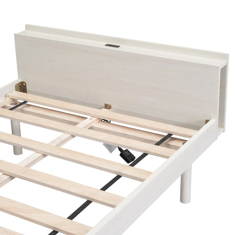 Twin Size Platform Bed Frame with USB Ports