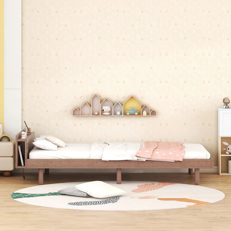 Twin Size Platform Bed Frame with USB Ports
