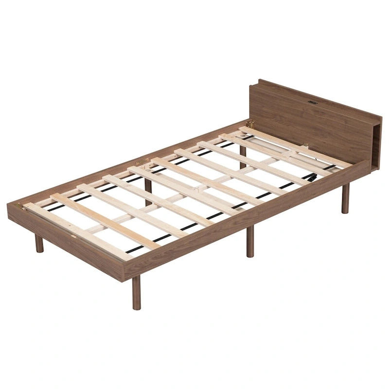 Twin Size Platform Bed Frame with USB Ports