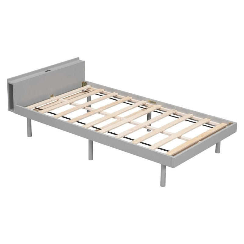 Twin Size Platform Bed Frame with USB Ports