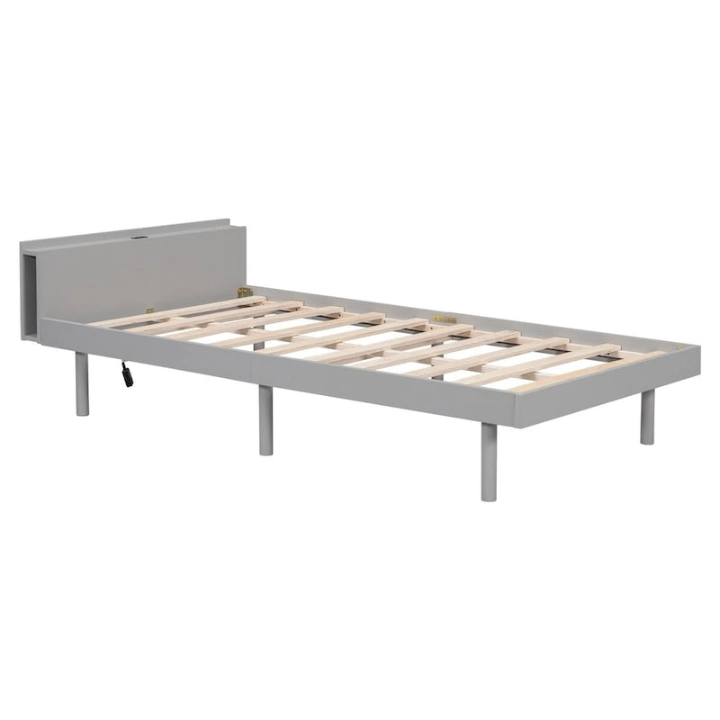 Twin Size Platform Bed Frame with USB Ports