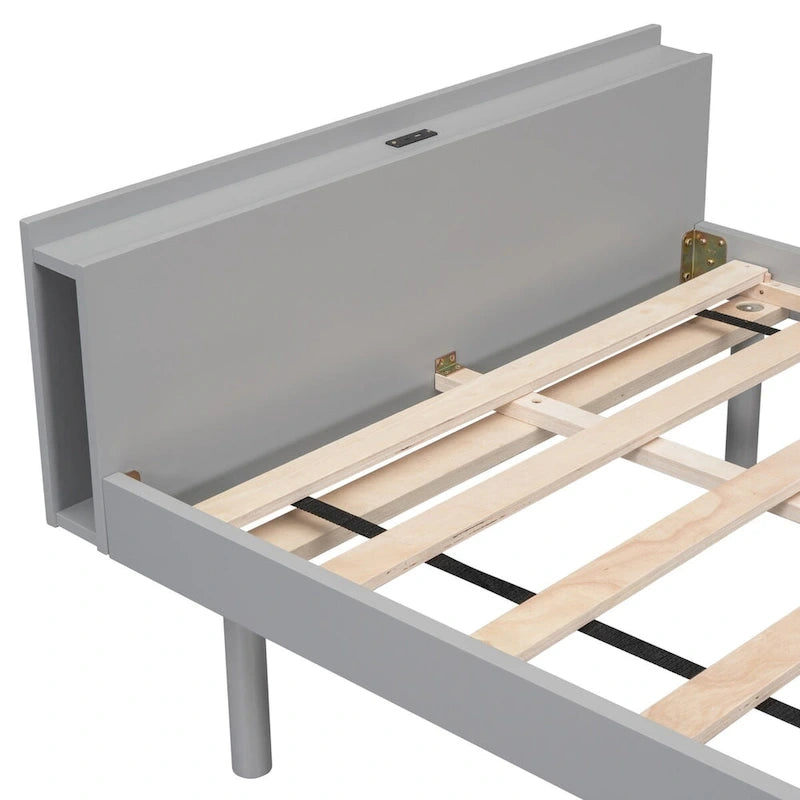 Twin Size Platform Bed Frame with USB Ports