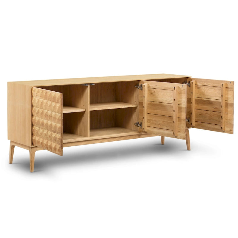 Buffet Mid-Century Moderne avec Étagères Réglables et Portes à Fermeture Amortie