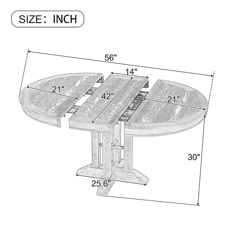 Farmhouse Dining Table, Extendable Round Table for Kitchen and Dining Room
