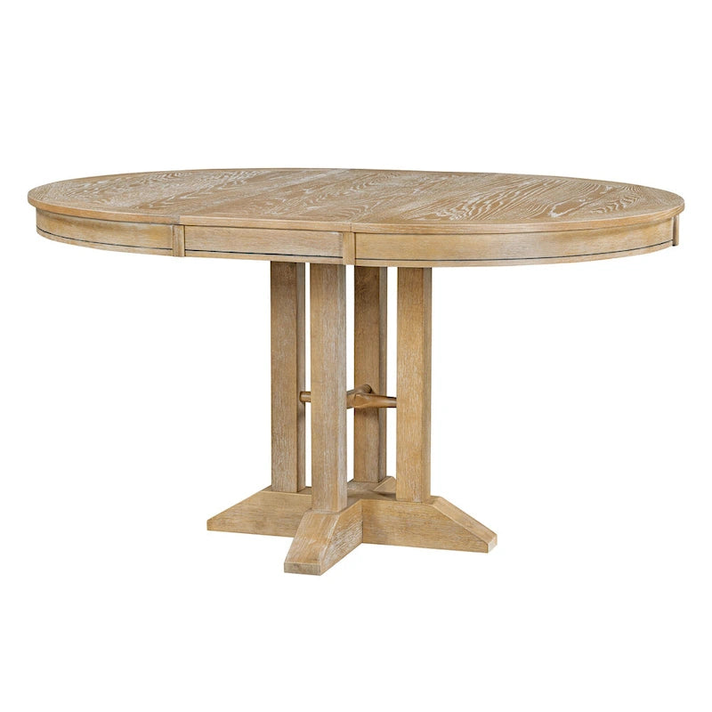 Farmhouse Dining Table, Extendable Round Table for Kitchen and Dining Room