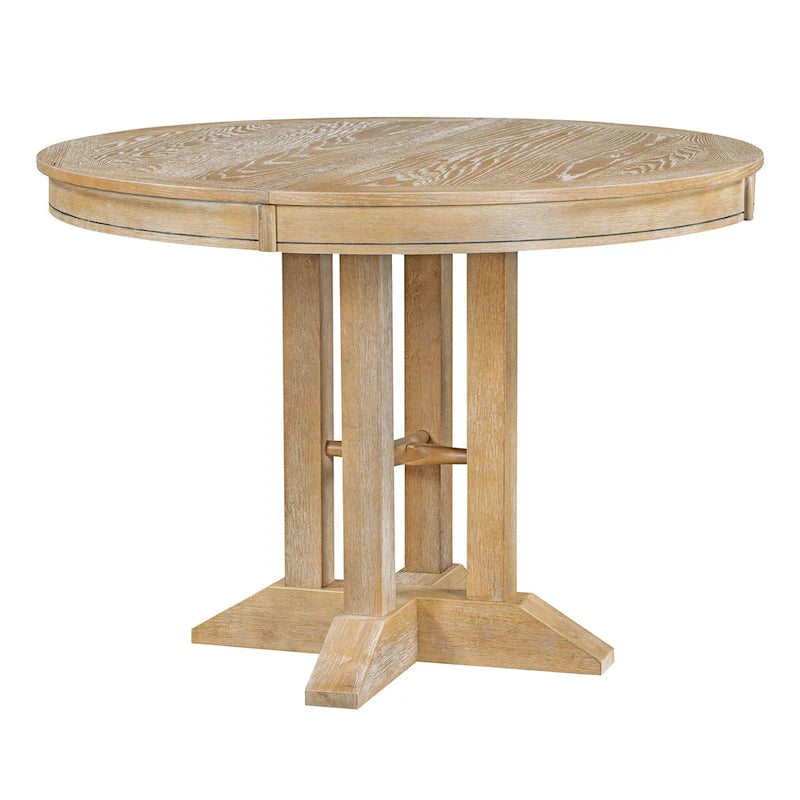 Farmhouse Dining Table, Extendable Round Table for Kitchen and Dining Room