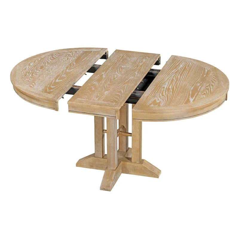 Farmhouse Dining Table, Extendable Round Table for Kitchen and Dining Room
