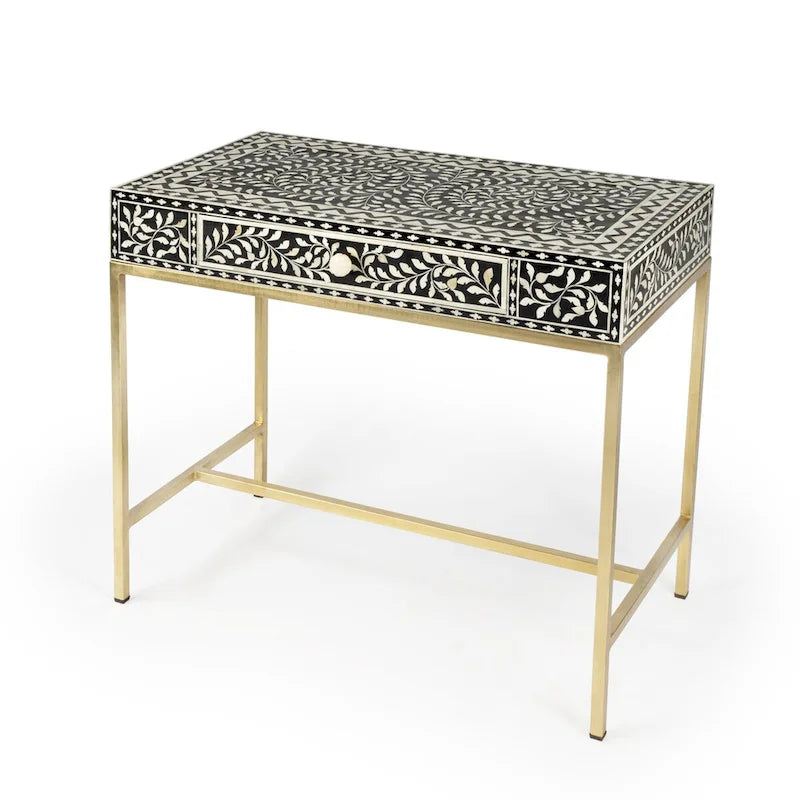 Black and White Bone Inlay Writing Desk