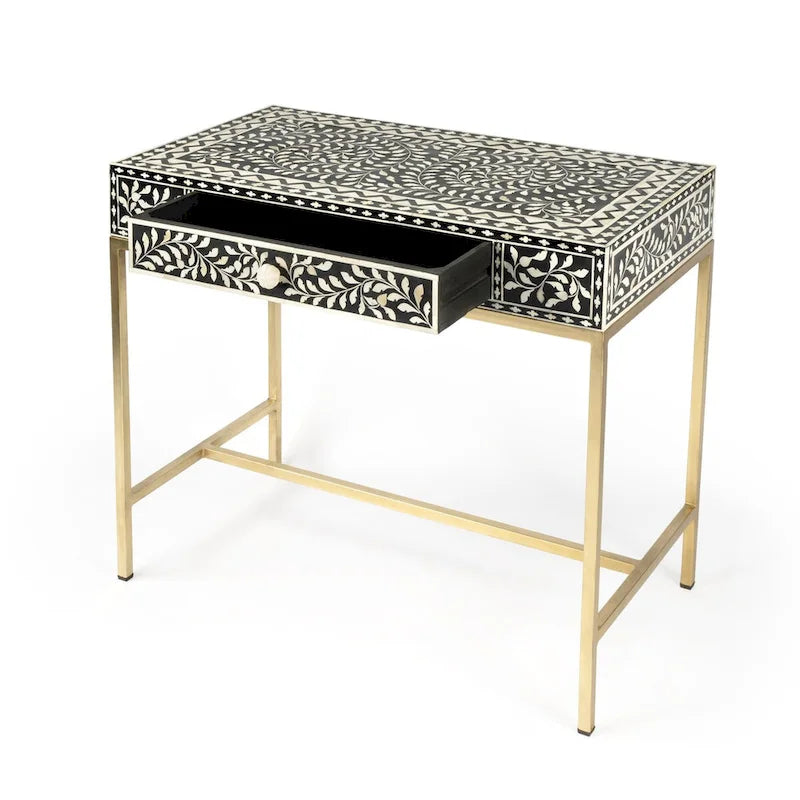 Black and White Bone Inlay Writing Desk