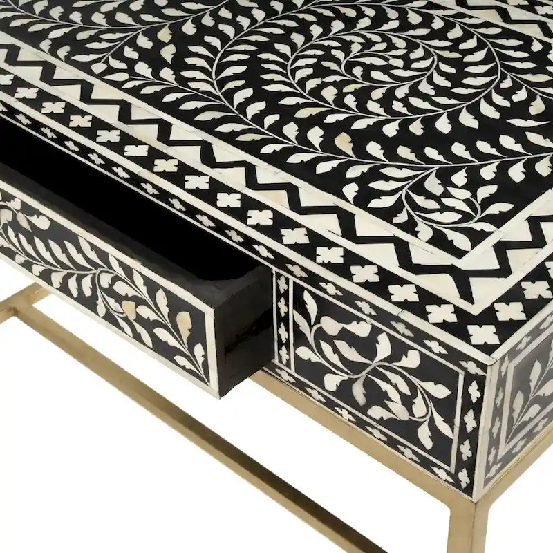 Black and White Bone Inlay Writing Desk