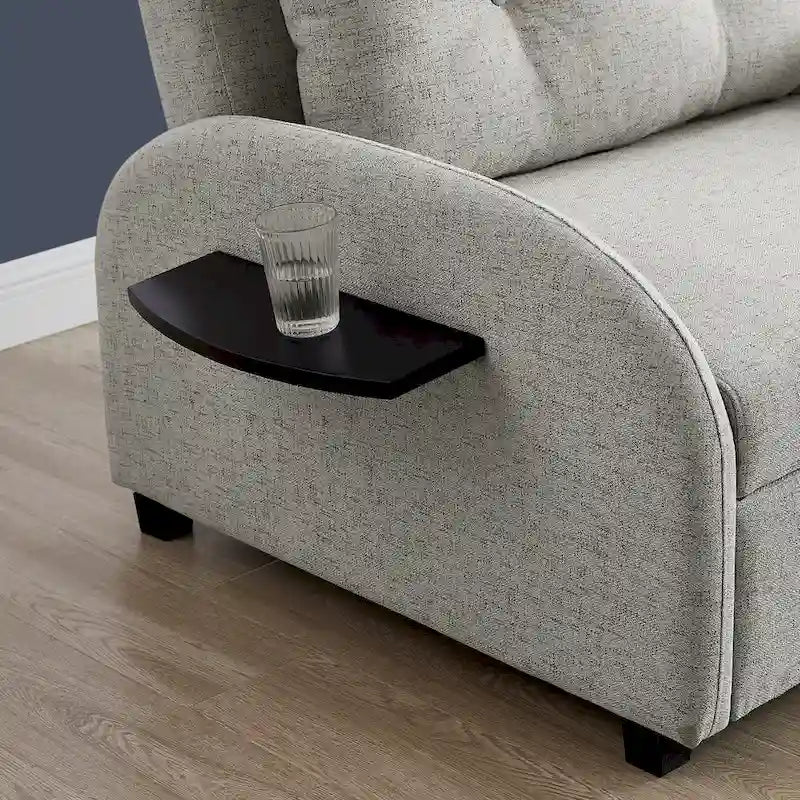 Grey Upholstered Wide Convertible Bed