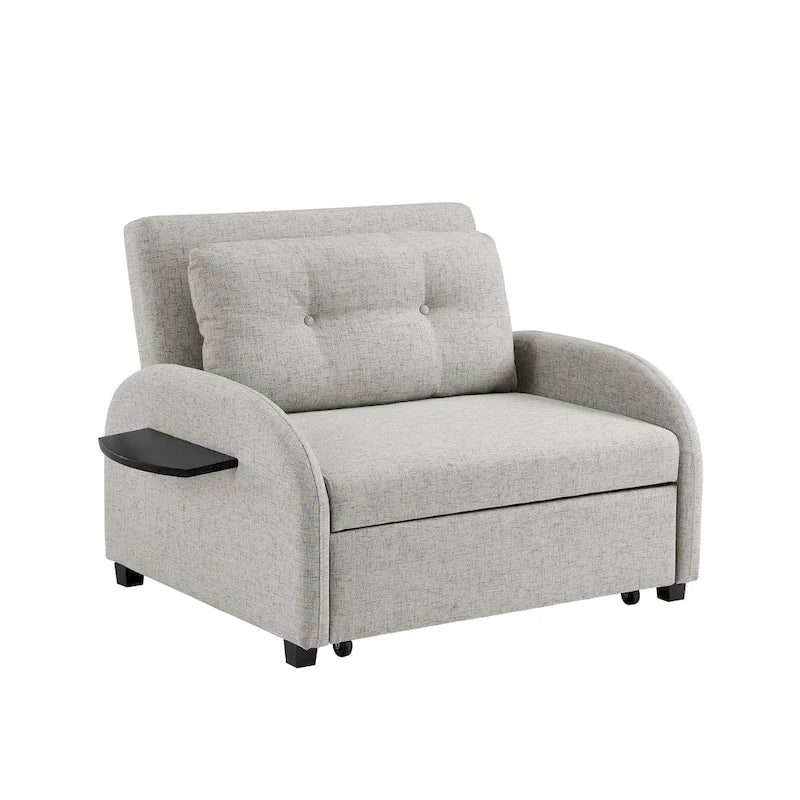 Grey Upholstered Wide Convertible Bed