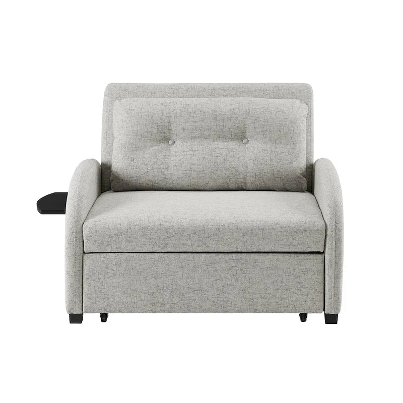 Grey Upholstered Wide Convertible Bed