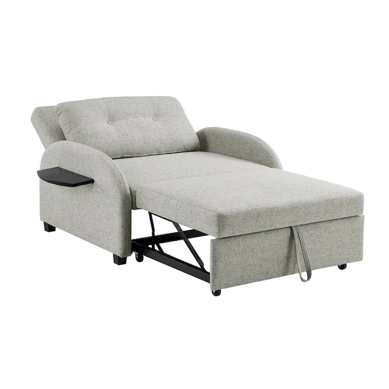 Grey Upholstered Wide Convertible Bed