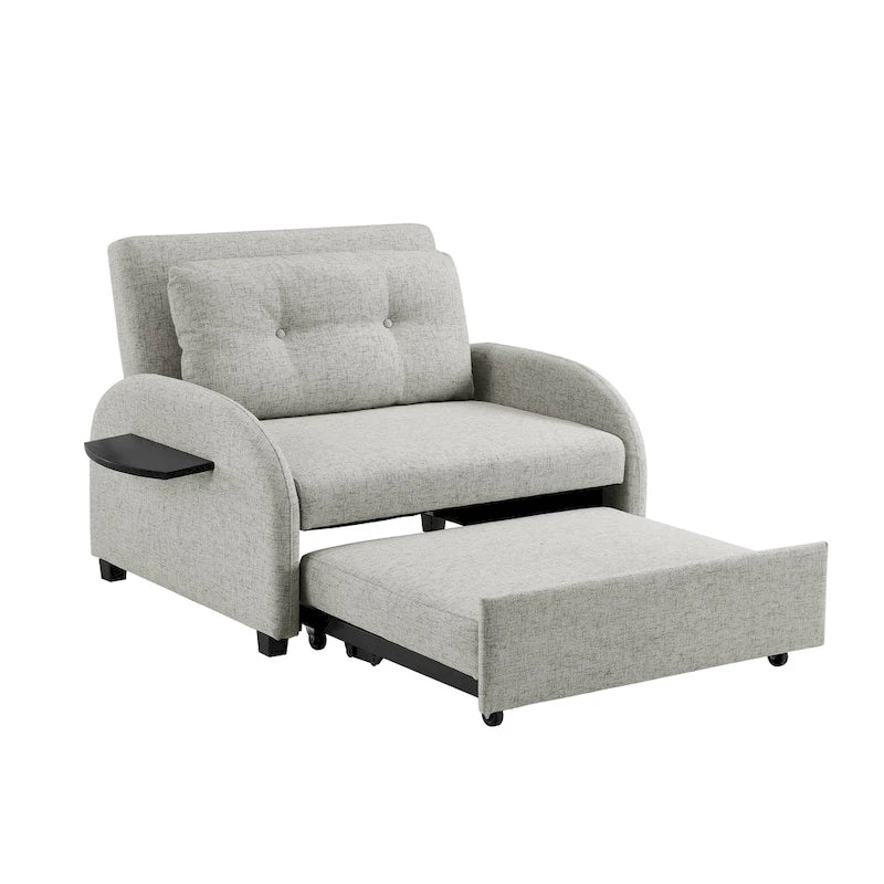 Grey Upholstered Wide Convertible Bed