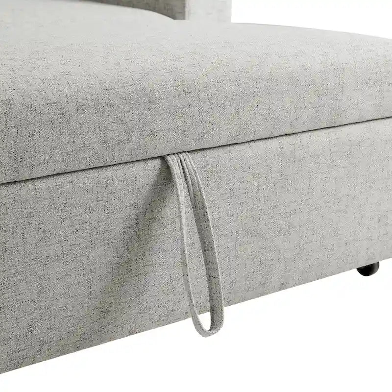 Grey Upholstered Wide Convertible Bed