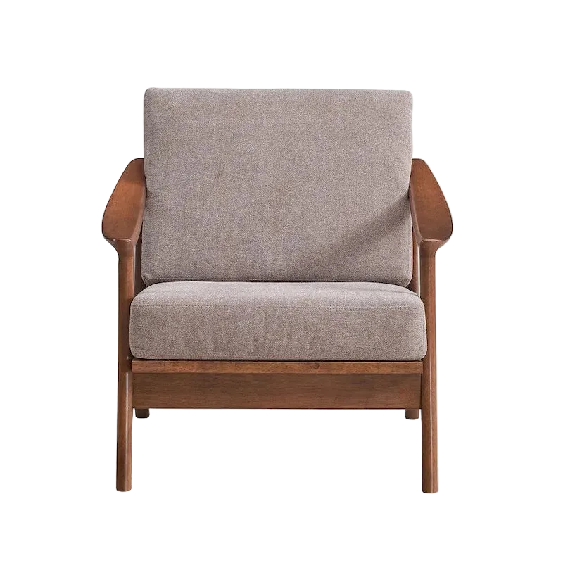 Wooden Accent Chair with Removable Cushion in Light Brown and Brown