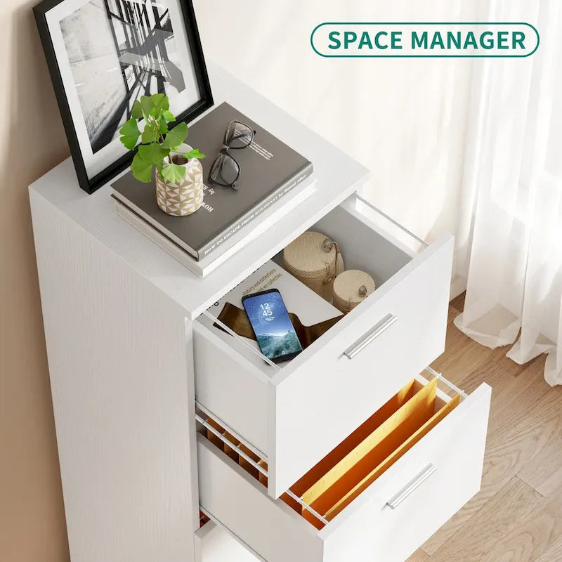 4 Drawers File Cabinet, Lockable Vertical Storage Cabinet for Home Office
