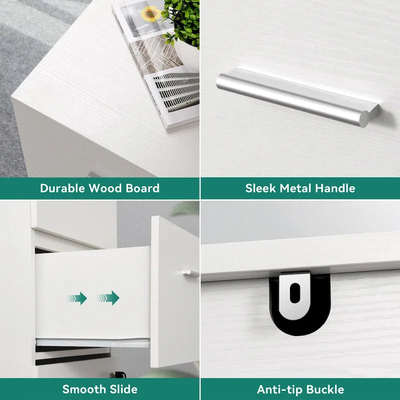 Classeur à 4 tiroirs, meuble de rangement vertical verrouillable pour bureau à domicile